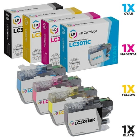 Brother Mfc 495cw Printer Ink LD Compatible Replacements for Brother LC3011 Set of 4 Ink Cartridges: Black, Cyan, Magenta, Yellow for use in MFC-J491DW, MFC-J497DW, MFC-J690DW, MFC-J895DW ()