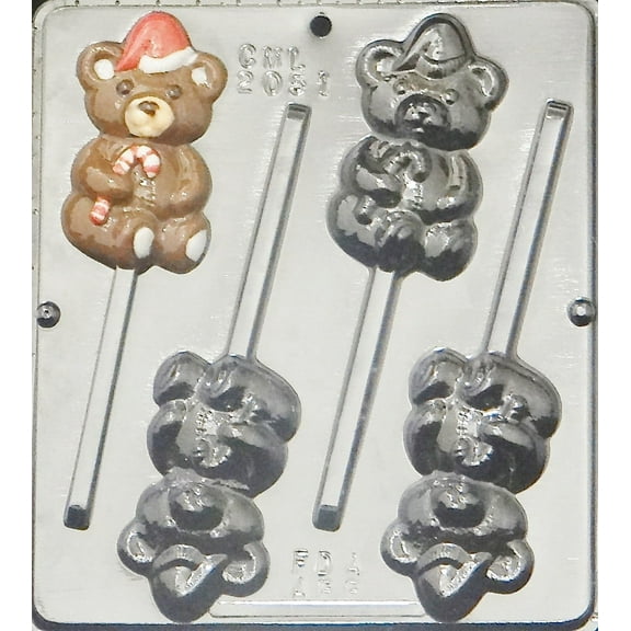 2051 Teddy Bear with Hat Lollipop Chocolate Candy Mold