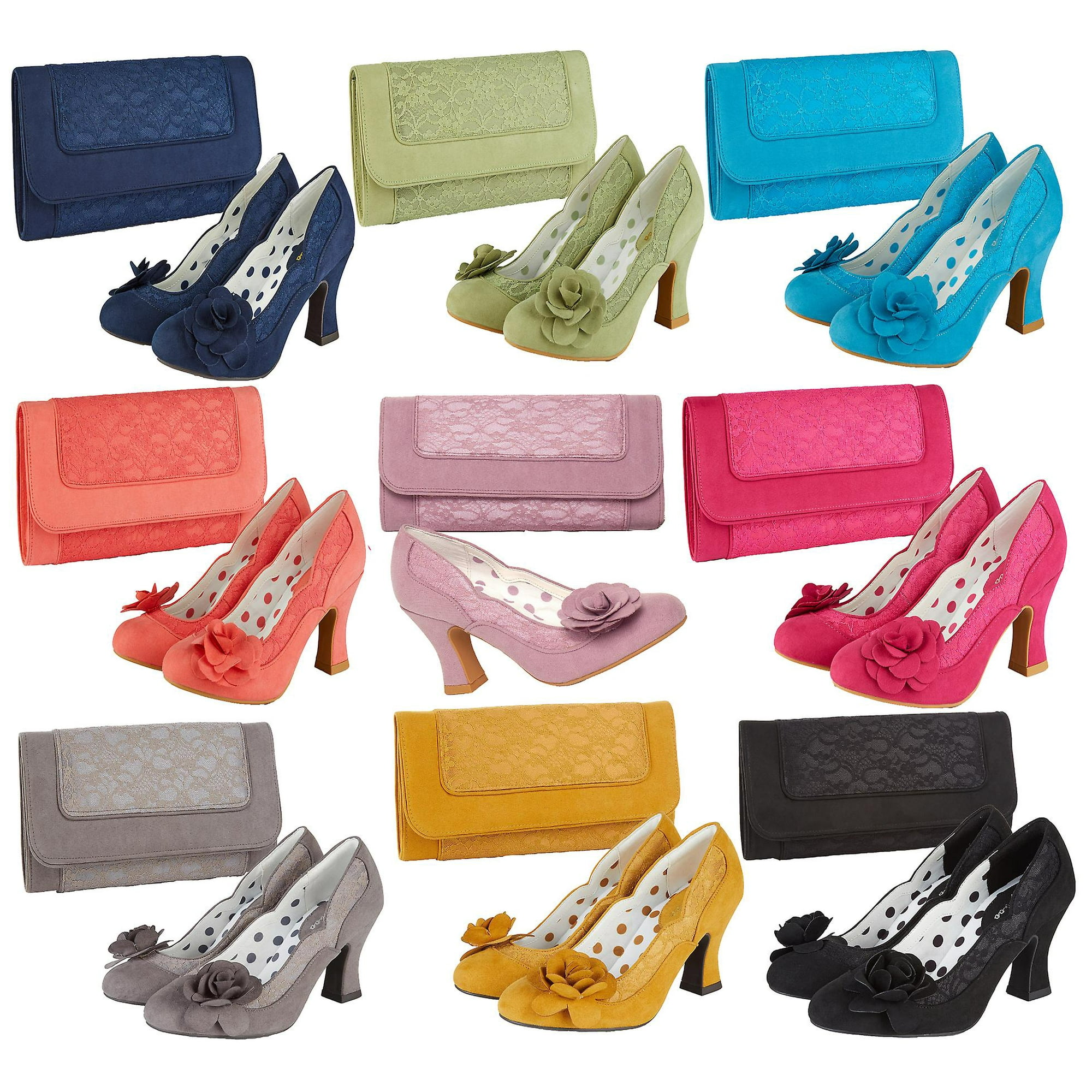 Ruby Shoo Women's Chrissie Mid Heel Court Shoes with Corsage