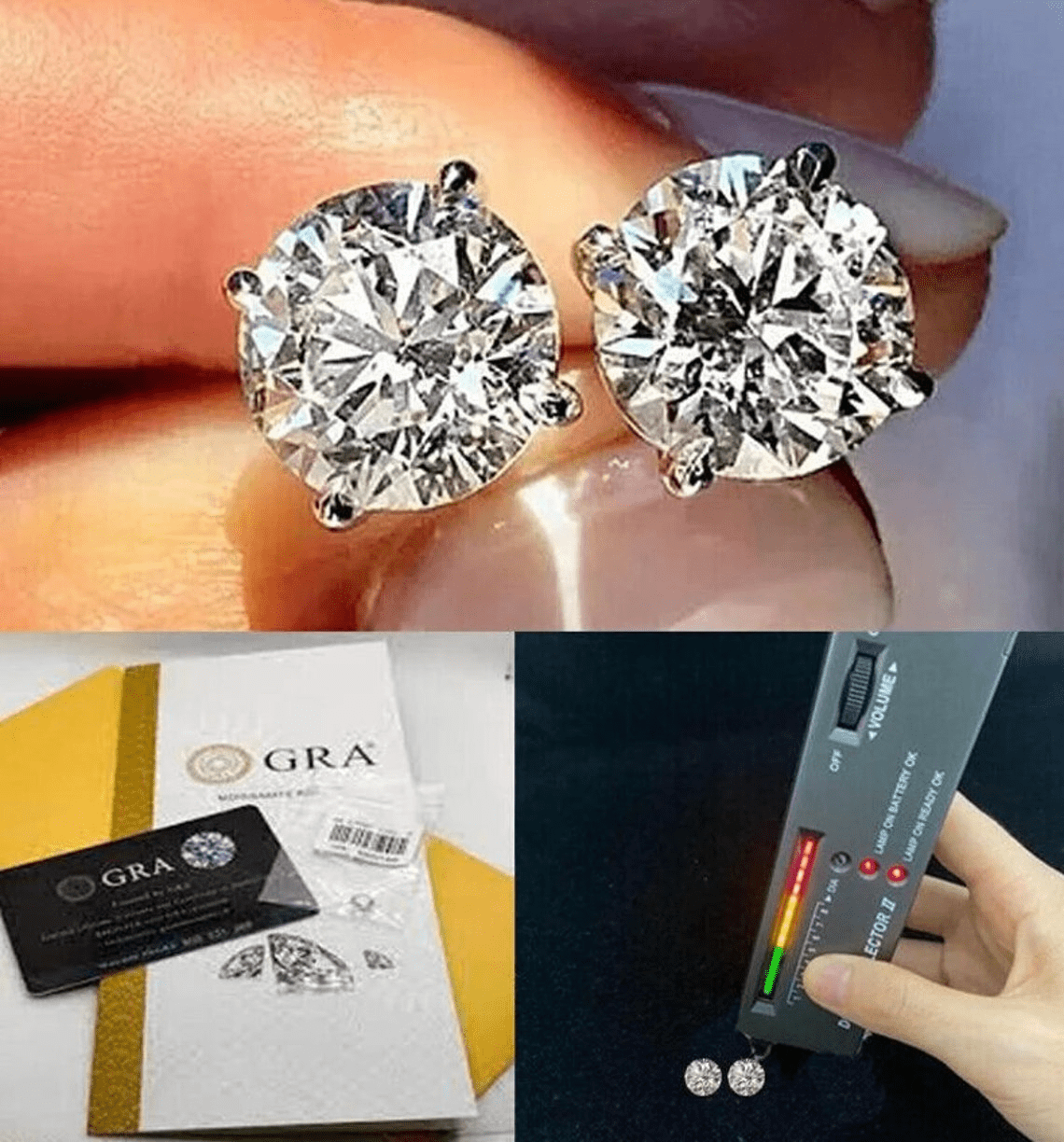 Moissanite Solitaire Stud Earrings, Certified D Color VVS1 Earrings, Skewbacks Earrings, 14k Gold Earrings With Gra
