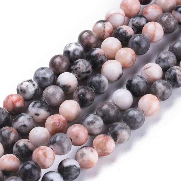 Natural Pink Zebra Jasper Beads Strands Round 6.3~6.5mm Hole: 1.2mm about 63pcs/Strand 14.96 inch(38cm)