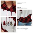 thumbnail image 5 of Sudaderas con capucha para mujer Estilo navideño Cordón Contraste Color Bolsillo frontal Sudadera con capucha para mujer para oficina Citas Fiesta Manga a cuadros roja XXL, 5 of 5