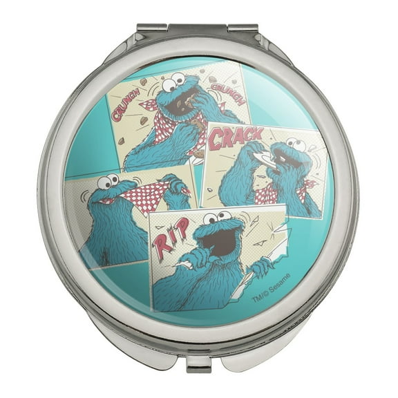 Sesame Street Cookie Monster Comic Compact Travel Purse Handbag Makeup Mirror