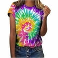 thumbnail image 2 of ALLLIST Cotton Women's Tops Crew Neck Short Sleeve T-Shirts Tie Dye Trendy Purple Shirts Ladies Tops, 2 of 9