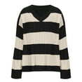 thumbnail image 3 of Women's Sweaters Striped Multicolor Long Sleeved Round Neck Pullover Knitted Sweater Top, 3 of 5