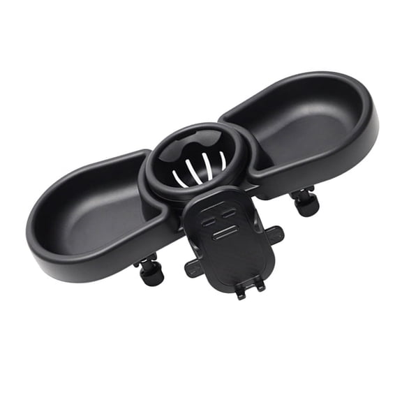 Baby Stroller Dining Tray 4-in-1 with Cup Holder and Adjustable Phone Holder, Black