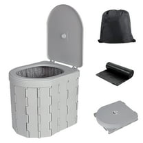 Luniquz Portable Toilet for Camping, Portable Potty for Adults, Porta Potty Travel Toilet Commode Bucket Toilet for Camping, Car, Travel, Outdoor, Hiking, Trips, Tent, Beach, Gray