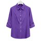 thumbnail image 5 of Camisas de Manga Larga para las Mujeres Botón de Solapa de Ajuste Suelto Delantero Blusa de Túnica de Imitación de Lino, Camisas de Manga Larga para las Mujeres Bajo Scrubs, 5 of 8
