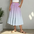 thumbnail image 2 of Women's Gradient Boho Flowy Midi Skirt Summer Casual Elastic High Waist Tiered Long Skirts with Pockets, 2 of 6