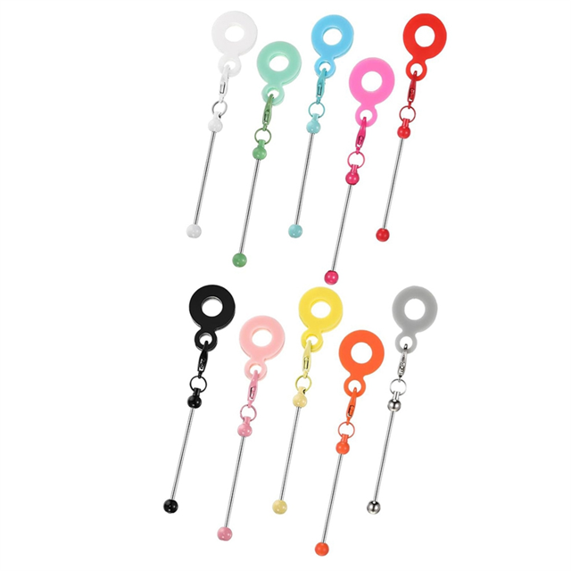 10 Pcs Beadable Straw Charm Compatible with DIY Beaded Straw Toppers Charm Adapter Pendant Ornament