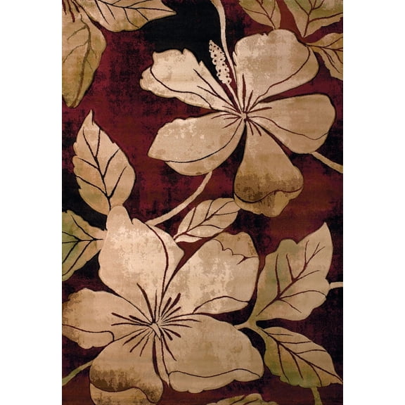 United Weavers Contours Area Rug 510 28834 Floral Canvas Burgundy 1' 10" x 2' 8" Rectangle
