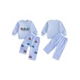 thumbnail image 2 of RUINIXCW Toddler Baby Boy Spring Fall Winter Outfits Infant Baby Boy Clothes Tractors Letter Embroidery Sweatshirt Top and Wide Legs Plaid Pants Set, 2 of 10