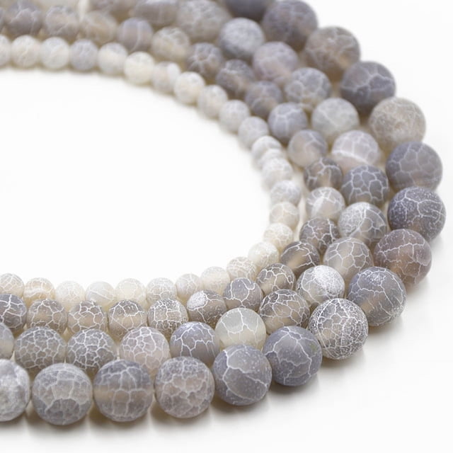Nvzi 2 piezas de cuentas dispersas desgastadas de color gris, cuentas para pulseras de cuentas hechas a mano, accesorios para collares de 8 mm