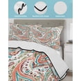 thumbnail image 3 of Full Size Quilt Bedding Set, Paisley Flower Reversible Summer Quilt 3 Pieces, Spring Watercolor Floral Leaf Plant Orange Lightweight Bedspreads Coverlets with 2 Pillow Shams for All Seasons, 3 of 5