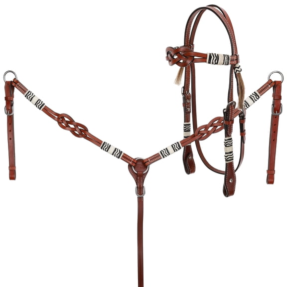 Showman Celtic Knot Headstall & Breast Collar Set w/ Rawhide Braided Accents