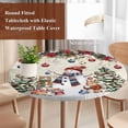 thumbnail image 4 of Christmas Round Tablecloth, Fitted Table Cover with Elastic for 36"-44" Round Tables, Snowman Xmas Tree Poinsettia Flowers Balls Squirrel Table Cloth Outdoor Dinning Party Waterproof Tablecloths, 4 of 7