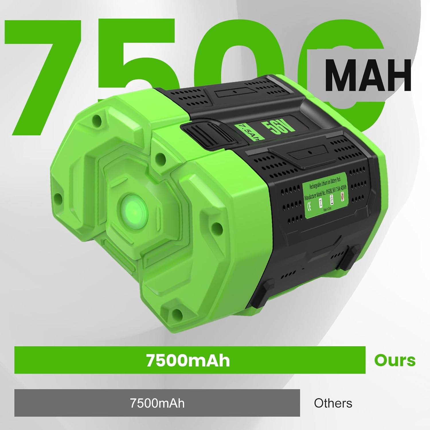 7500mAh High Capacity Replacement for EGO 56V Lithium-Ion Battery Compatible with 56 Volt BA4200 BA4200T BA2800T BA2800 BA1400T for EGO Power Tools