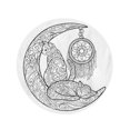 thumbnail image 2 of KDAGR 60 inch Round Beach Towel Blanket Beautiful Kittens Cat Sit Moon Doodle Coloring Book Travel Circle Circular Towels Mat Tapestry Beach Throw, 2 of 2