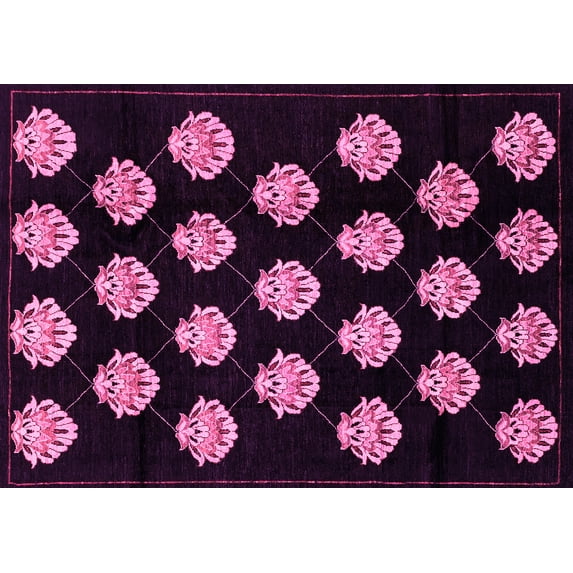 Ahgly Company Indoor Rectangle Abstract Pink Modern Area Rugs, 7' x 9'