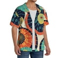 thumbnail image 2 of PAYOHTO Retro Geometric Figures Mens Hawaiian Casual Short-sleeved Shirt Tropical Summer Beach Button Down Shirts, 2 of 7