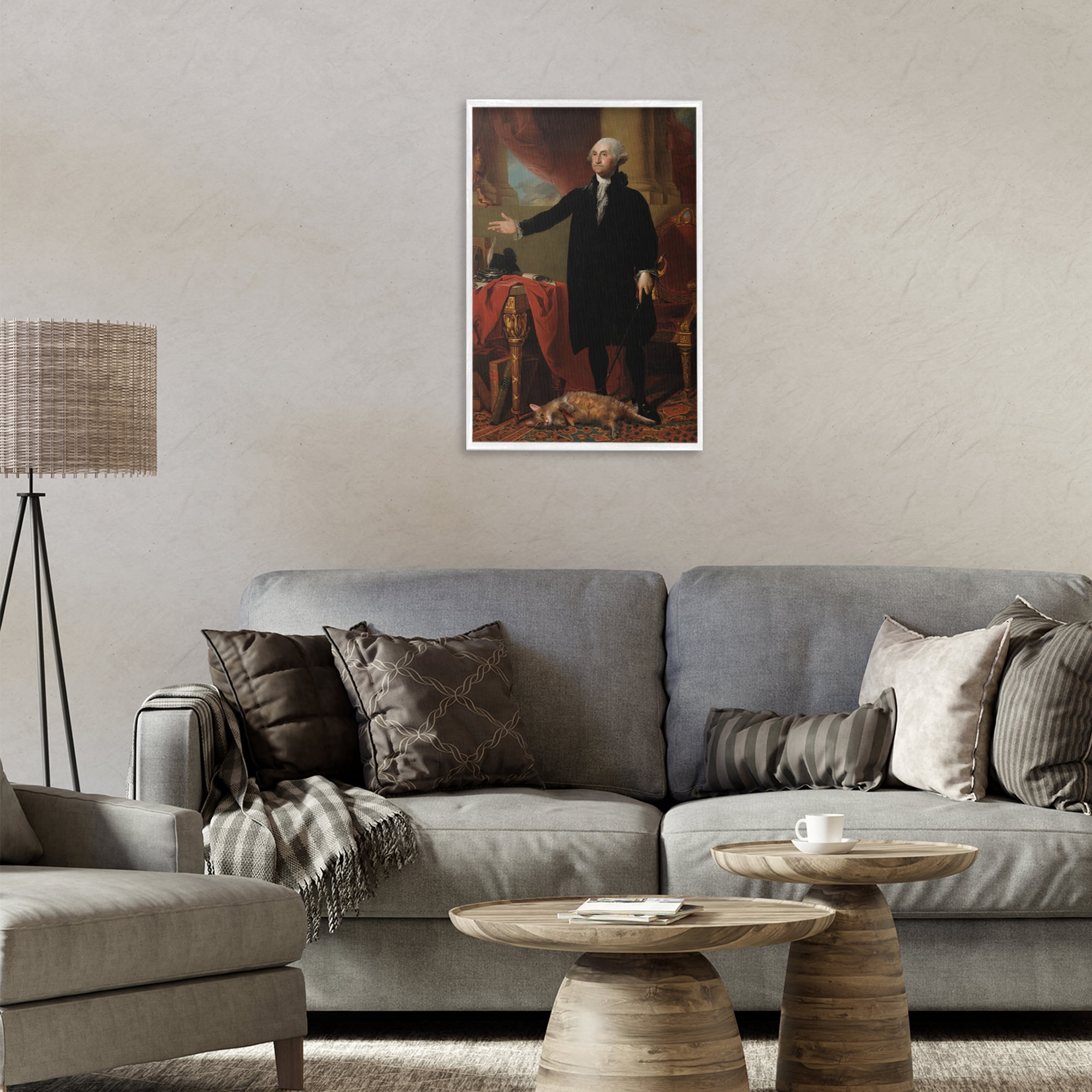 Stupell Industries Purrsuit Of Liberty Historical Cat White Framed Giclee Art, design by Sarah Adams