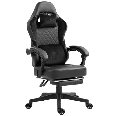 Dowinx Gaming Chair with Pocket Spring Cushion，Ergonomic Computer Chiar with Footrest, High Back Game chair with Massage Lumbar Support for Office Home, Black and Red