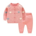 thumbnail image 1 of Gibobby Conjunto de ropa de bebé Niños pequeños, bebés recién nacidos, Niñass, manga larga, estampado de amor, suéter, cárdigan, abrigo, pantalón sólido, conju(Rosa, 9-12 Meses), 1 of 5