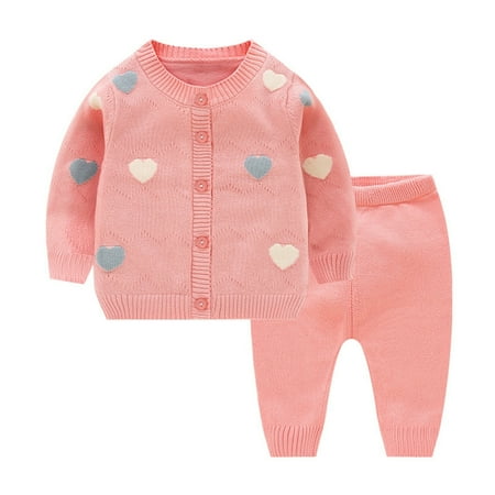

ZHAGHMIN Girls Cute Outfits For Girls Toddler Kids Baby Girls Long Sleeve Love Print Sweater Cardigan Coat Solid Pant Trousers Set 2Pcs Cute Outfits With Leggings Sporty New Born Baby Clothes Easter