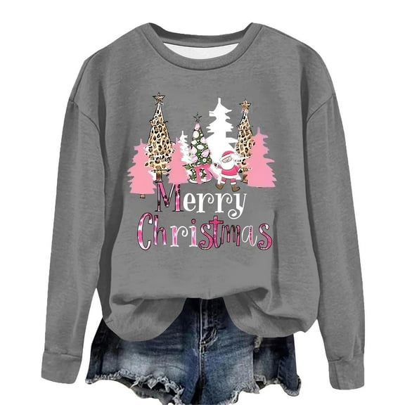 Women Christmas Tree Printed Tshirts Sweatshirts No Hood Cardigan Sweaters Trendy Zippered Sweatshirts With Flowers Long Sleeve Blouses Cotton