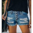 thumbnail image 1 of Stylish Ripped Tassel Denim Shorts for Women, 1 of 5