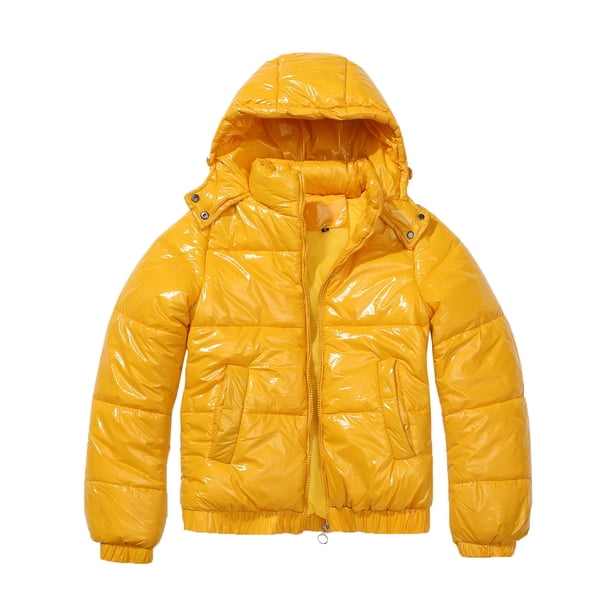Gibobby Chamarras para mujer, Chamarra Acolchada Ligera de Manga Larga Chamarra para Mujer(Amarillo,CH)