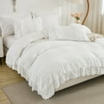 thumbnail image 6 of Ruffle Comforter Set Queen Size,Shabby Chic Boho Bedding Sets, Soft Fluffy Comforter Sets for All Season,Vintage Ruffled 3 Pcs Microfiber Lightweight Quilt Set for Home Decor, 6 of 11