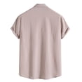 thumbnail image 3 of Men's Spring Summer Casual Solid Color Short Sleeve Shirt Loose Turn-down Collar Shirt 2XL, 3 of 3