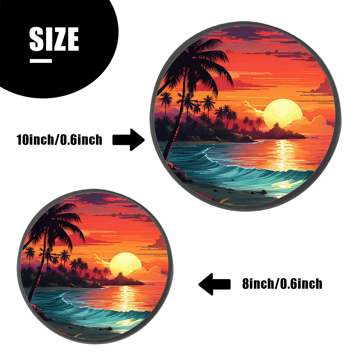 Round Stove Burner Covers 4 Pcs,Orange Sunset View Seashore Beach Palms Tree Lovely Round Electric Stove Burner Covers 8Inch And 10Inch