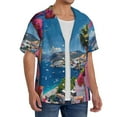 thumbnail image 2 of Gukieu Colorful Mediterranean Village Print Men's Short-sleeved Shirts, Button-down Pocket Shirts, T-shirts, Beach Vacation Travel Summer Clothing-X-Large, 2 of 5