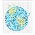 thumbnail image 3 of Animals Shower Curtain, Sketch of Planet Continent and Ocean Designed with Animal Figures for Ecology, Fabric Bathroom Set with Hooks, 69W X 70L Inches, Green and Blue, by Ambesonne, 3 of 3