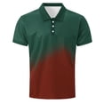 thumbnail image 4 of Mens Gradient Polo Shirts Casual Short Sleeve Athletic T-Shirts Classic Contrast Collar Shirt with Pocket Army Green S, 4 of 5