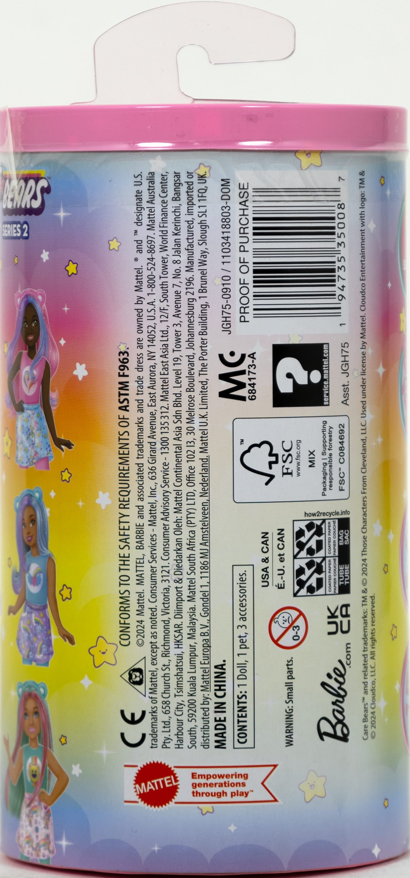 Barbie Cutie Reveal Care Bears Chelsea Small Dolls & Accessories, Series 2 (Styles May Vary)