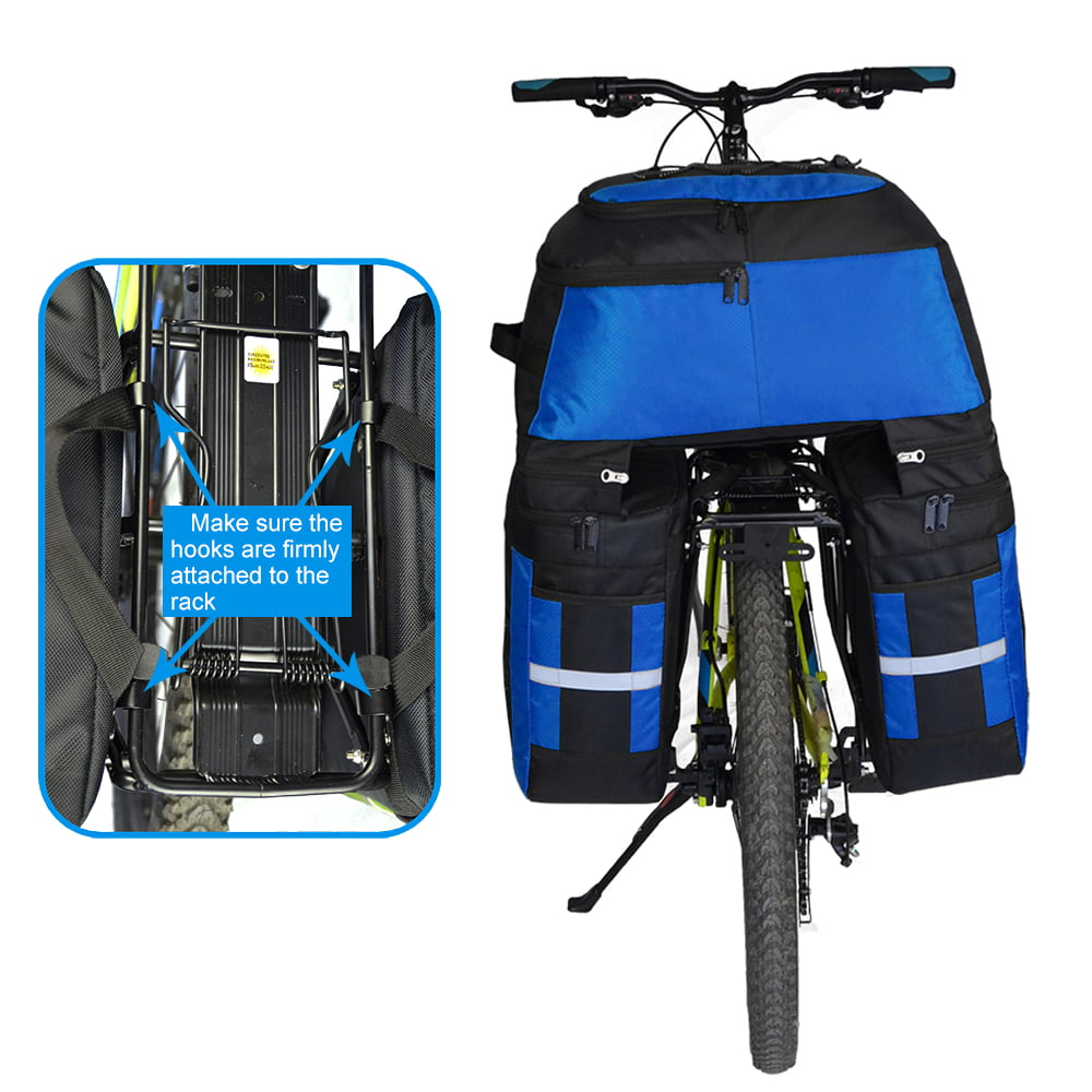 PELLOR 70L MTB Bike Waterproof 3 in 1 Rear Bicycle Bag Pannier Bags Bike Rack Bag With Rain Cover 