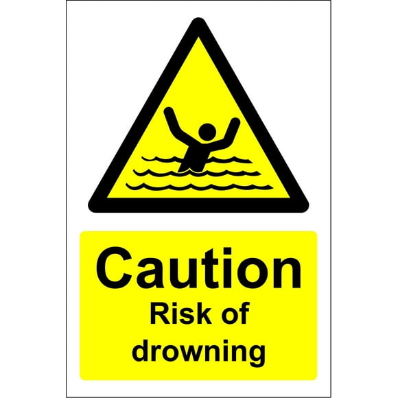 Caution Risk of Drowning Warning Safety Sign Tin Sign 8x12 Inches Metal Signs