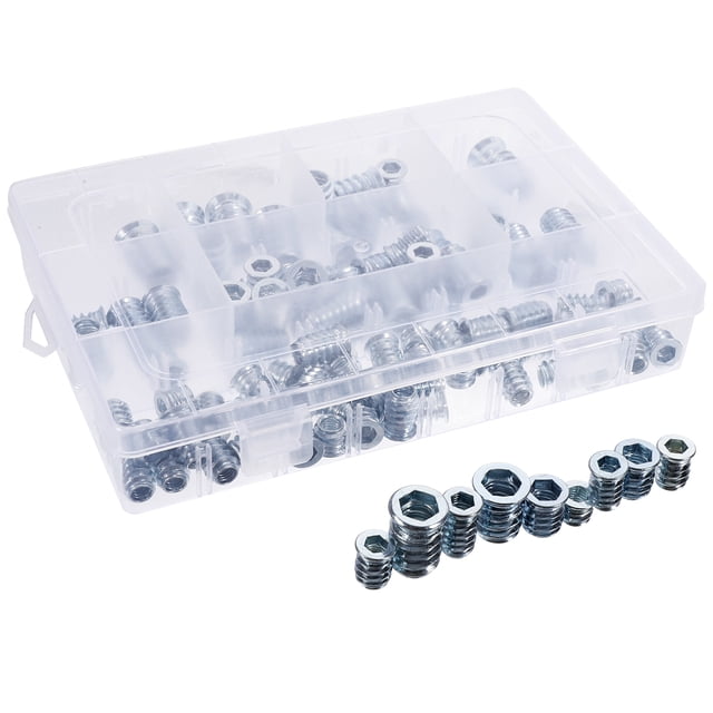 RENACLIPY 100Pcs Plated Silver Threaded Inserts for Wood Furniture Zinc Plated Easy Installation Fasteners
