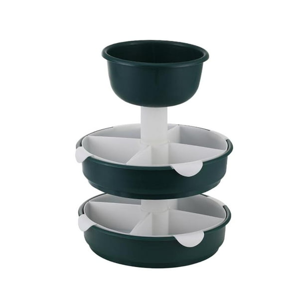 1 cesta de drenaje de plástico para frutas y verduras, plato de aperitivos desmontable con rejilla múltiple. Verde de 3 niveles