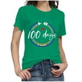 thumbnail image 6 of IROINNID Women's Casual Fashion T-shirt Short Sleeve Round Neck Happy 100th Day Of School Printed Tops, 6 of 7