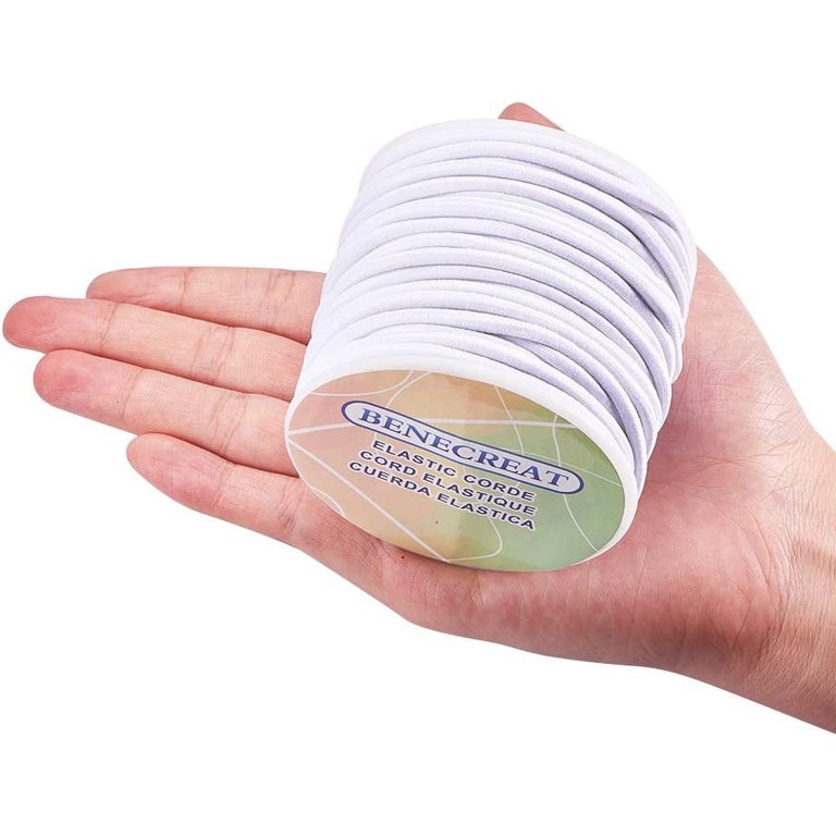 21.9 Yard (20m) White Nylon Knit Cord - 3mm Thick Flat Stretch Thread For Sewing Swimwear, Sportswear, Jewelry Making