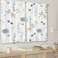 thumbnail image 3 of Blue Floral Kitchen Curtains Watercolor Flower Wildflower Boho Small Short Cafe Window Curtains Farmhouse Rustic Leaf Botanical Rod Pocket Bathroom Tier Window Treatment Drapes (26x24 Inch), 3 of 6