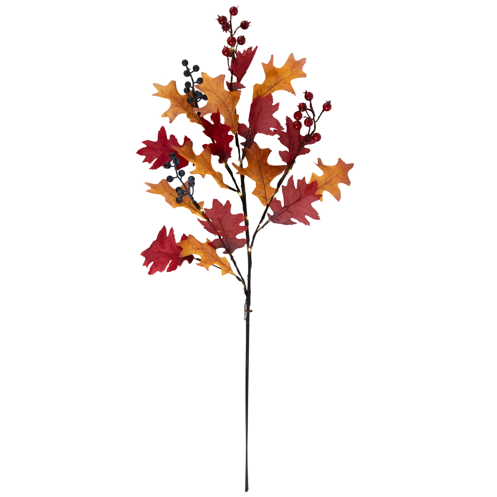 Northlight Lighted Berries and Leaves Fall Harvest Spray - 29" - Warm White