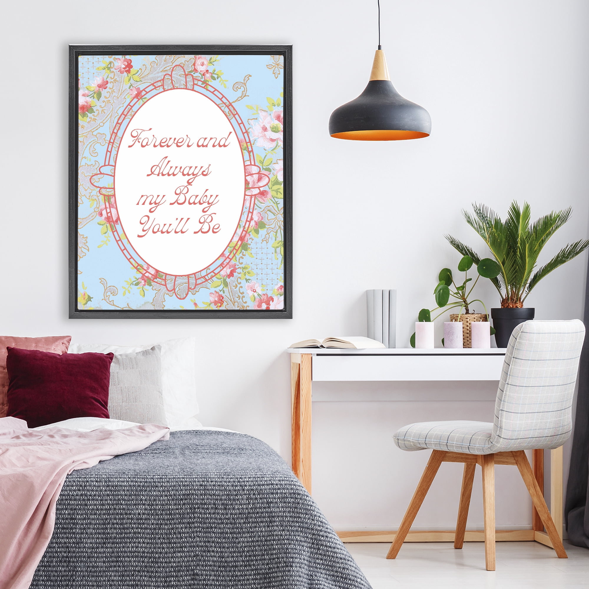 Stupell Industries Forever And Always My Baby Black Framed Floater Canvas Wall Art, design by Lil' Rue