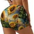 thumbnail image 2 of Kdxio Artistic Oil Painting Sunflower Print Workout Shorts for Women Seamless Soft Smooth Gym Yoga Scrunch Active Shorts, 2 of 5