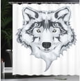 thumbnail image 4 of Ambesonne Tattoo Shower Curtain, Tibal Wild Wolf Tattoo, 69"Wx75"L, White and Black, 4 of 5