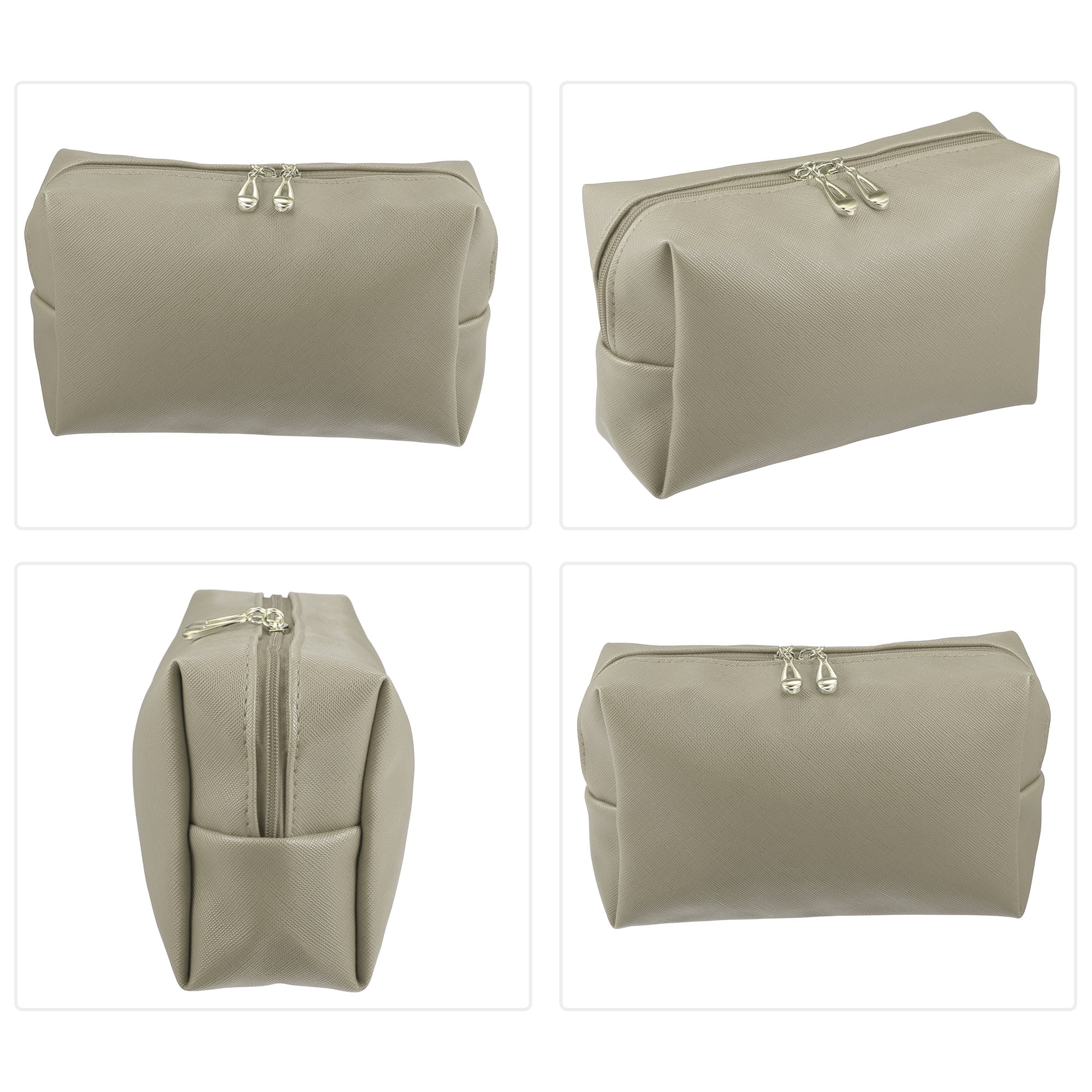 Unique Bargains Floral Makeup Bag Zipper Flower Cosmetic Pouch Gray Gold
